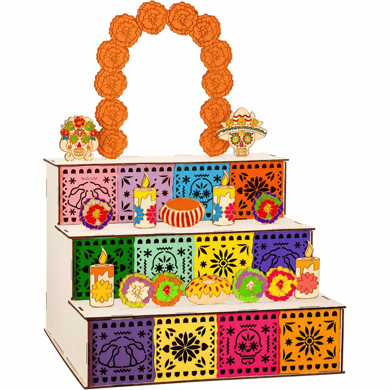 Last Day 49% OFF - Day of the Dead Wooden Altar Display Set | Death is not the end of life, forgetting is