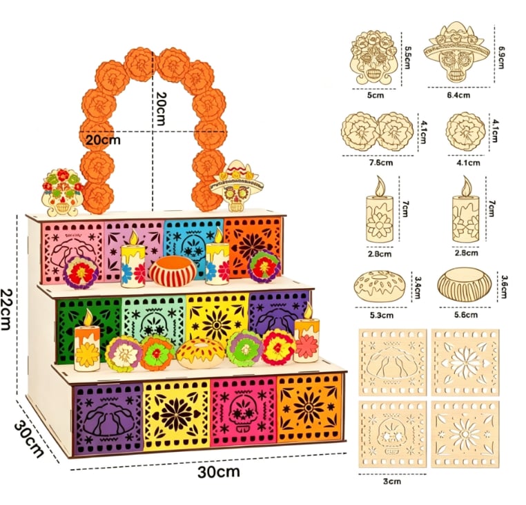 Last Day 49% OFF - Day of the Dead Wooden Altar Display Set | Death is not the end of life, forgetting is