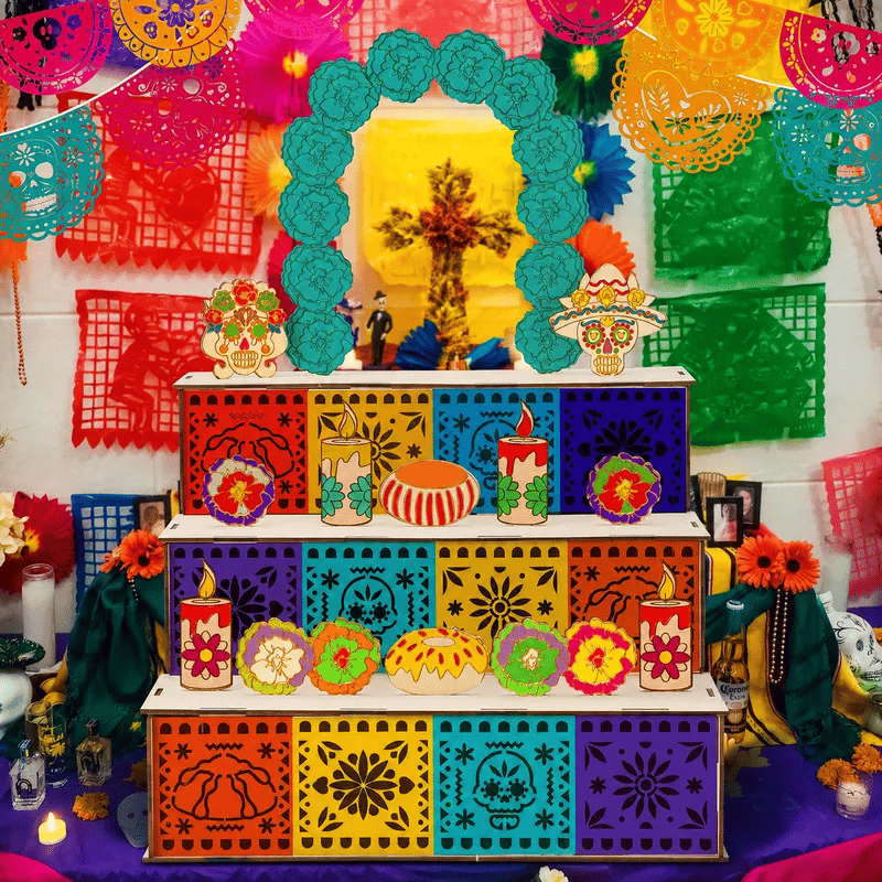 Last Day 49% OFF - Day of the Dead Wooden Altar Display Set | Death is not the end of life, forgetting is