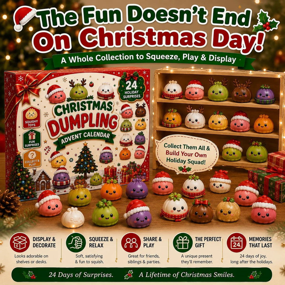 2026 Squishy Advent Calendar – 24 Cute Mini Dumplings for Christmas