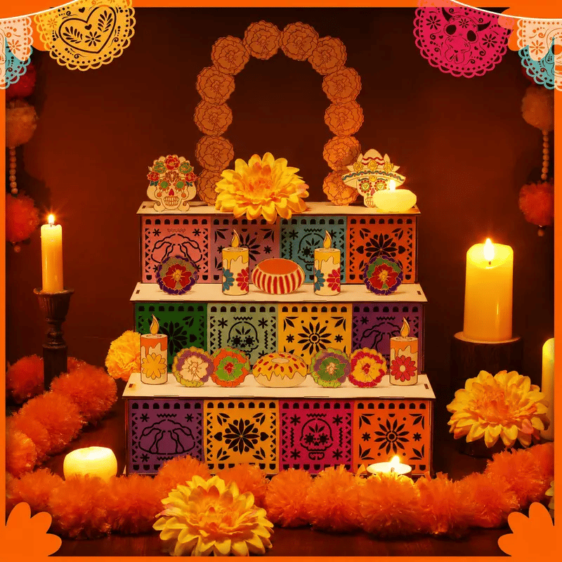 Last Day 49% OFF - Day of the Dead Wooden Altar Display Set | Death is not the end of life, forgetting is