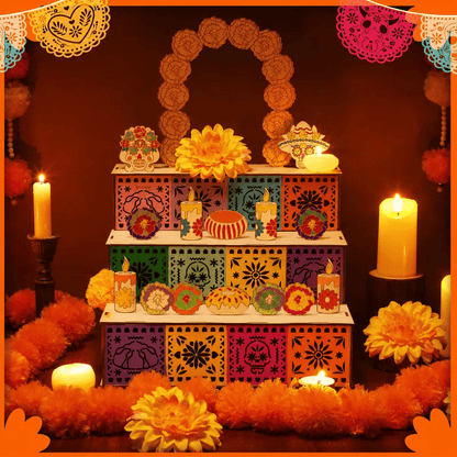 Last Day 49% OFF - Day of the Dead Wooden Altar Display Set | Death is not the end of life, forgetting is