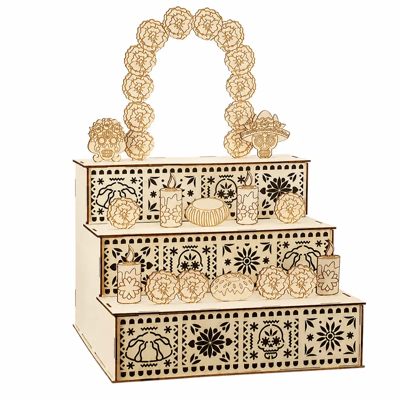 Last Day 49% OFF - Day of the Dead Wooden Altar Display Set | Death is not the end of life, forgetting is