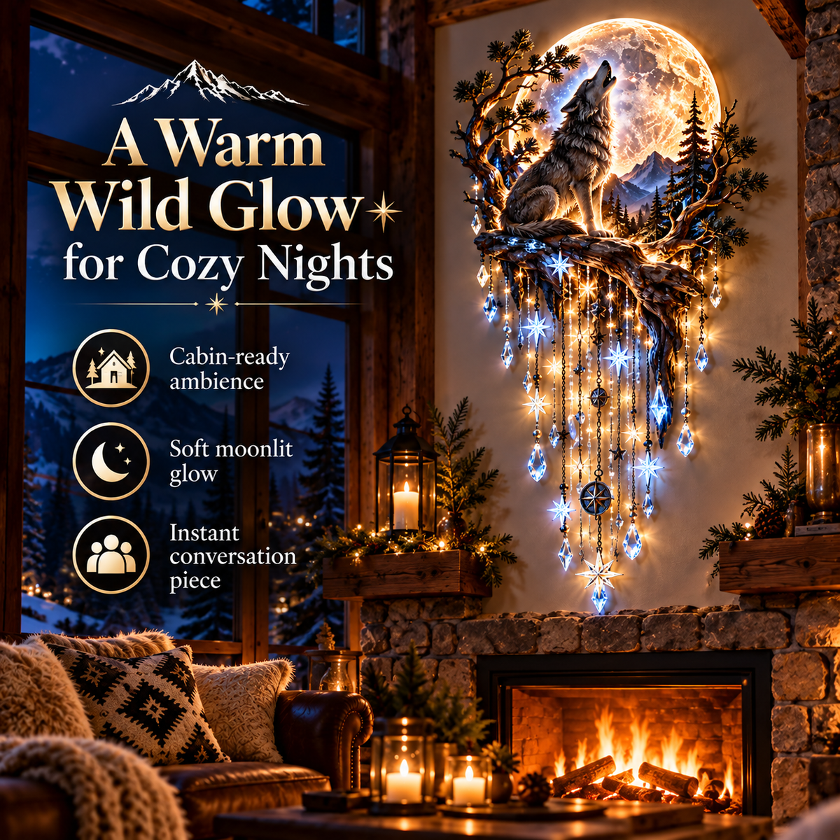 Last Day 50% OFF- Wolf Howling Moon Starfall Wall Light – Bring the Wild Home