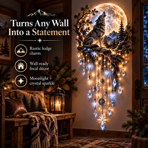 Last Day 50% OFF- Wolf Howling Moon Starfall Wall Light – Bring the Wild Home