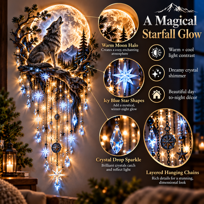Last Day 50% OFF- Wolf Howling Moon Starfall Wall Light – Bring the Wild Home
