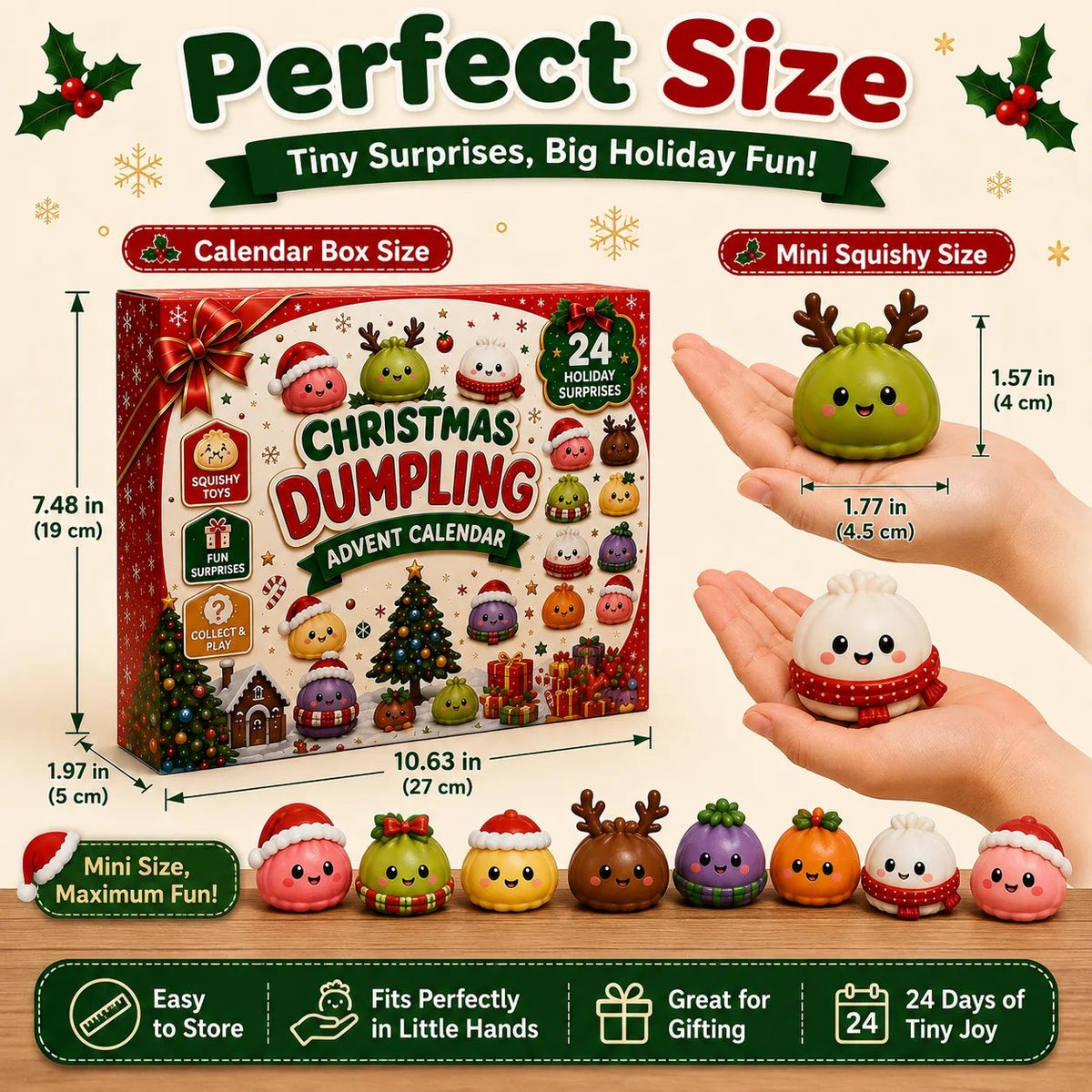 2026 Squishy Advent Calendar – 24 Cute Mini Dumplings for Christmas