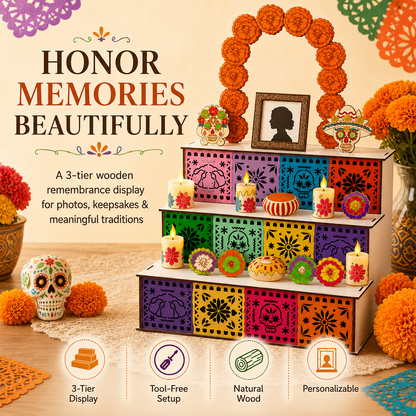 Last Day 49% OFF - Day of the Dead Wooden Altar Display Set | Death is not the end of life, forgetting is